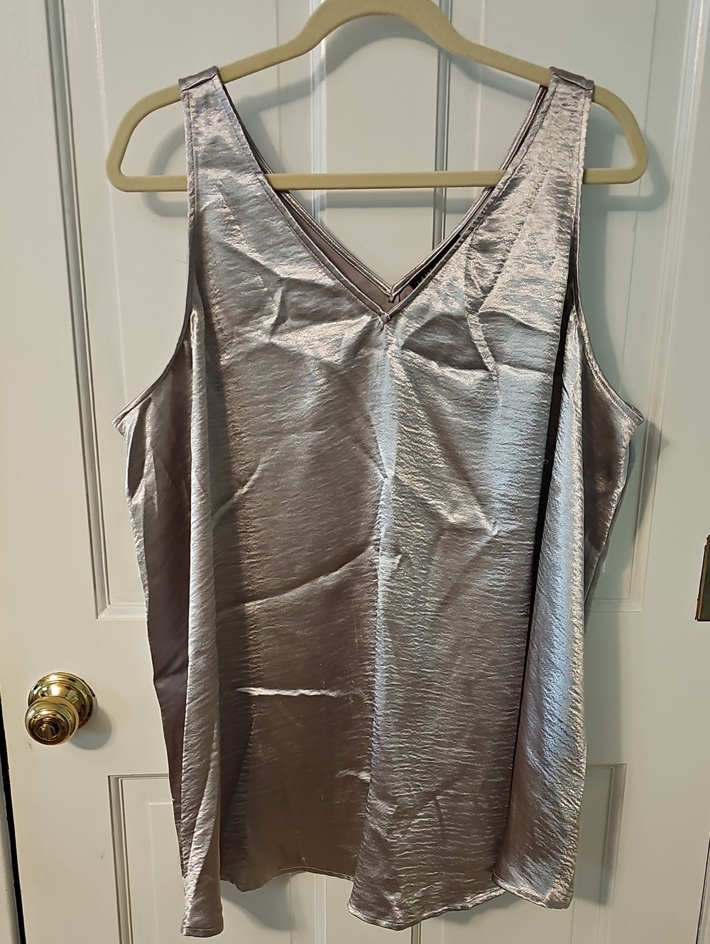 Lane Bryant Metallic Silver V-Neck Satin Camisole